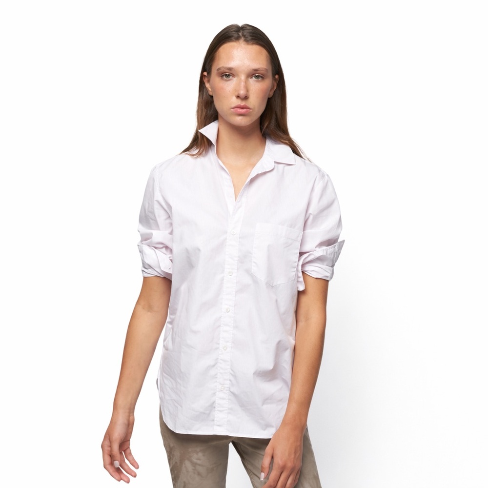 NWOT Frank & Eileen S Joedy Thin Pink Stripe 0187 relaxed Button-Up Shirt small